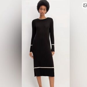 EVERLANE Cotton Wide Rib Midi Dress - Black Small